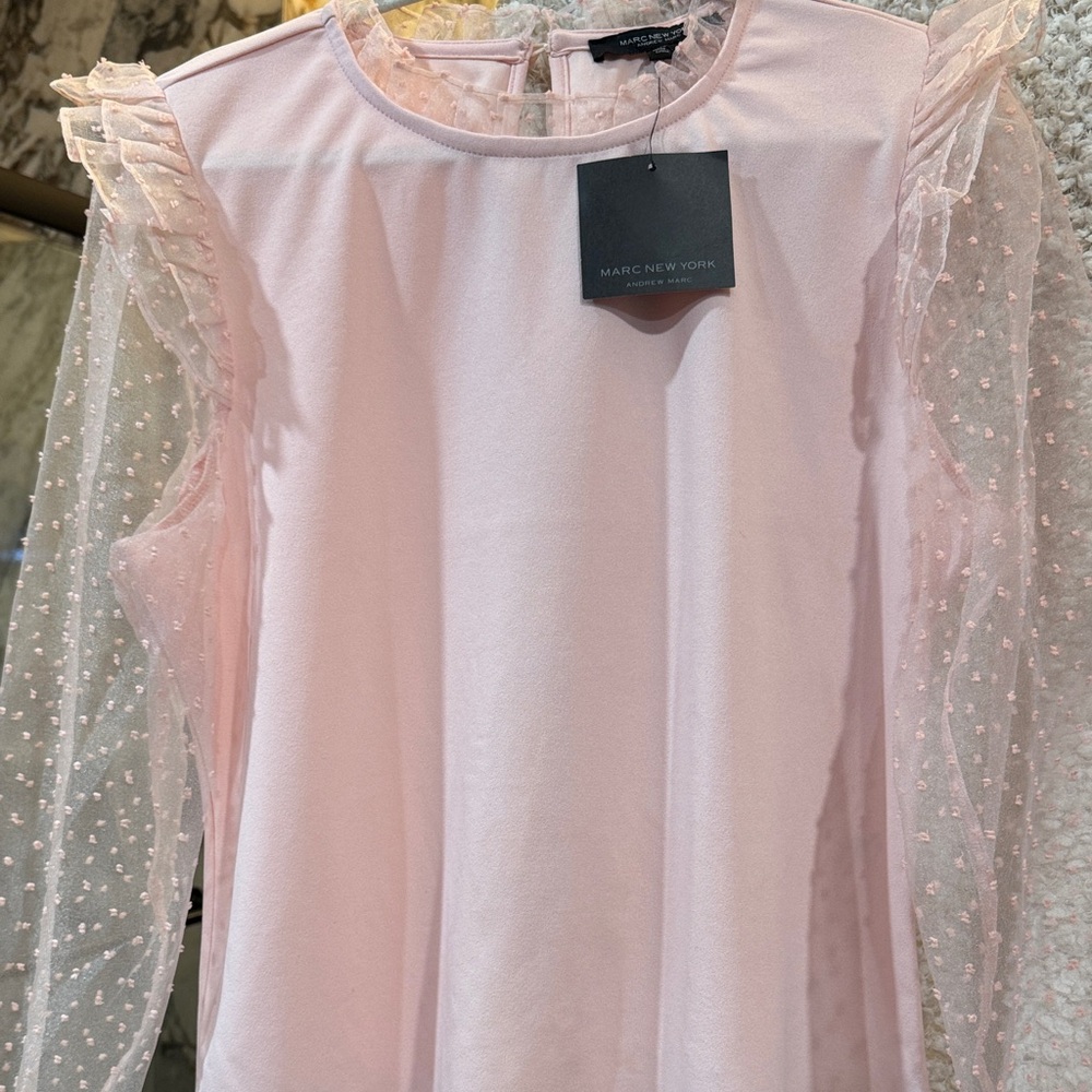 Marc New York Light Pink Ruffle Sleeve Blouse
